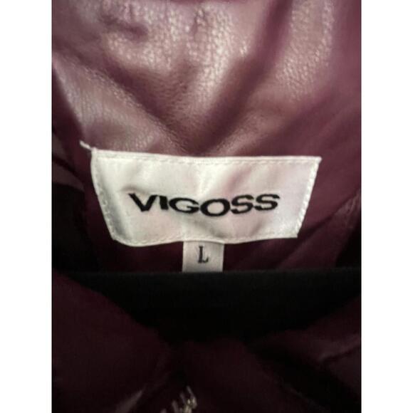 Vigoss Faux Leather Women’s Cropped Puffer Jacket In Burgandy Size L - Picture 4 of 4